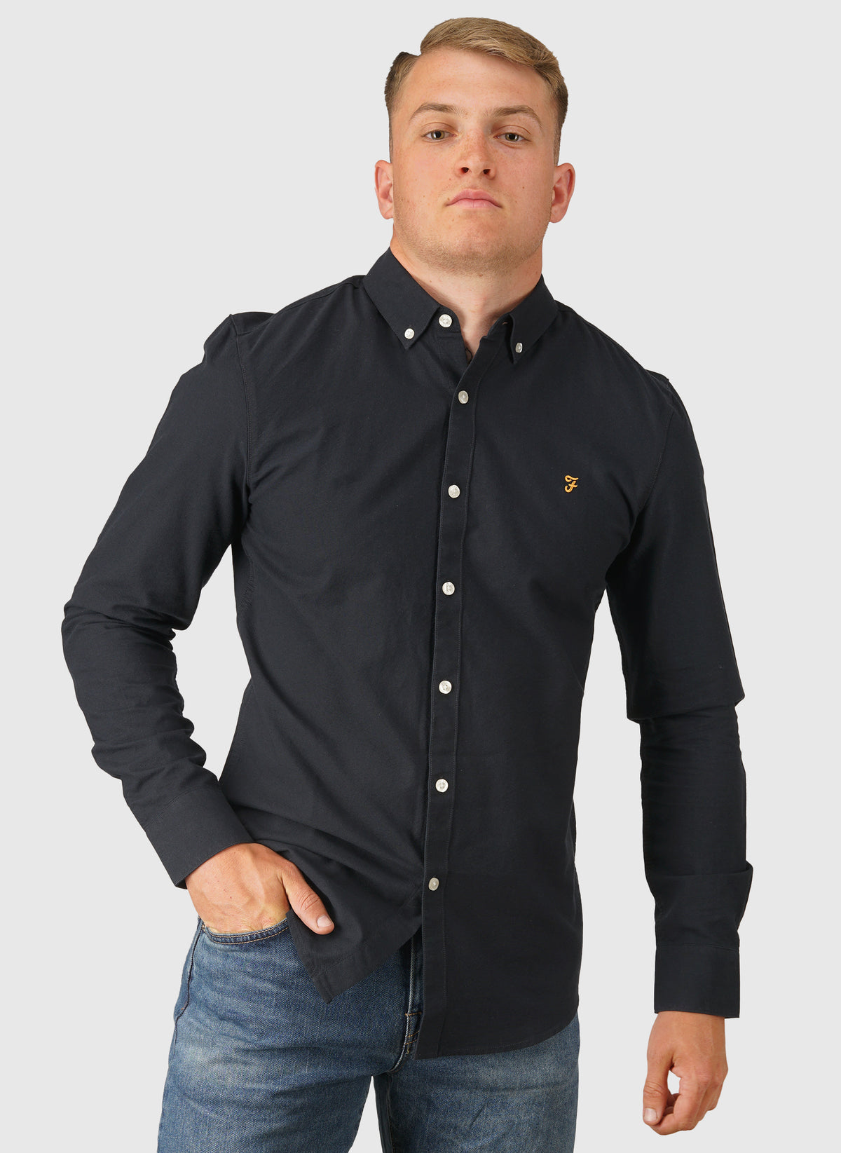 Brewer Slim Fit Hemd - Navy
