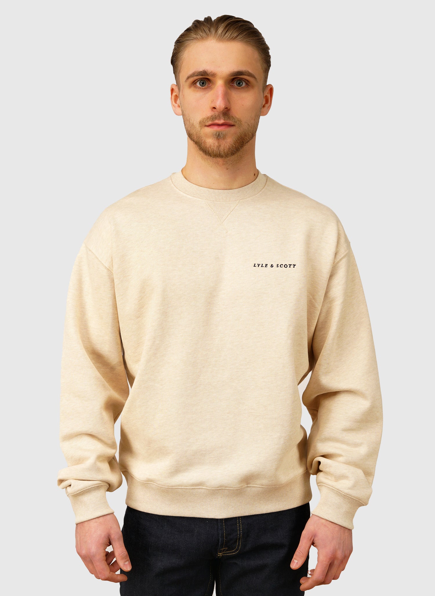 Script Heavyweight Loopback Sweatshirt - Ice Cream Marl