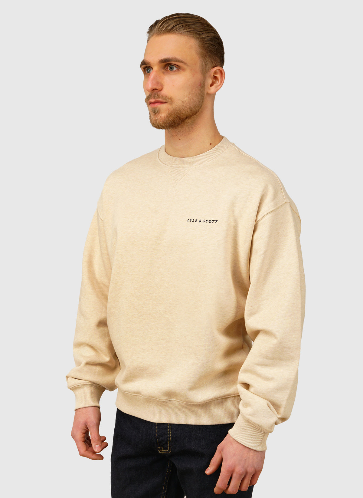 Script Heavyweight Loopback Sweatshirt - Ice Cream Marl