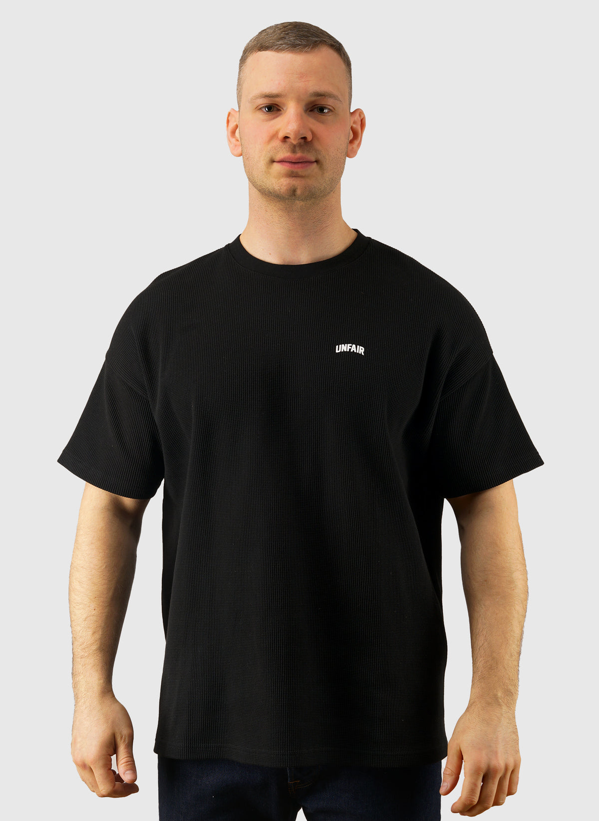 Curved Waffle T-Shirt - Black