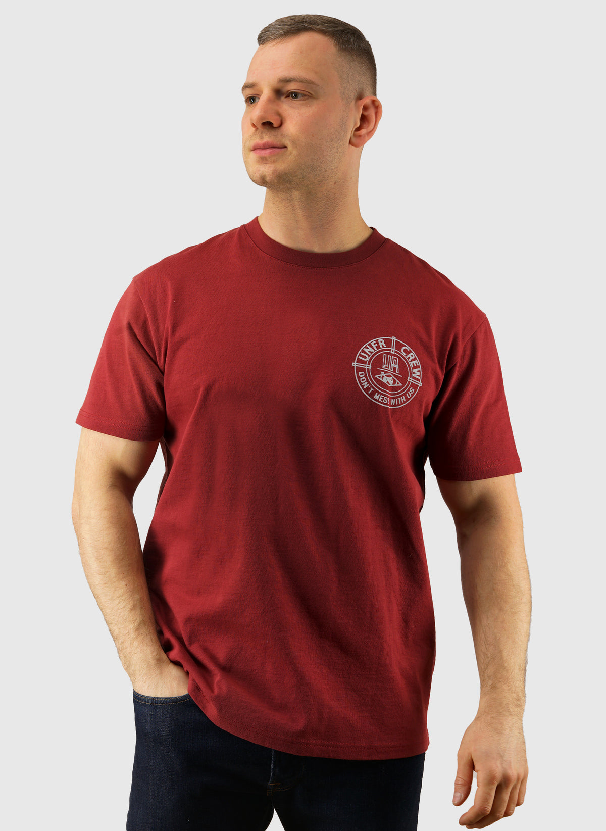 DMWU BP T-Shirt - Burgundy/Skyblue