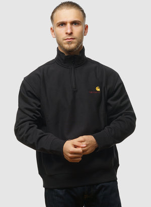 Half Zip American Script Sweatshirt - Black