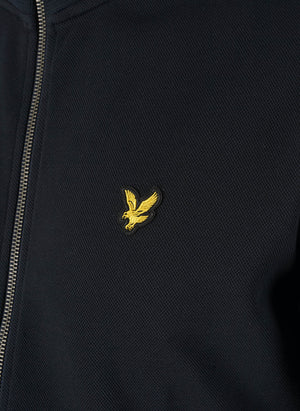 Pique Zip Through Sweatshirt - Dark Navy